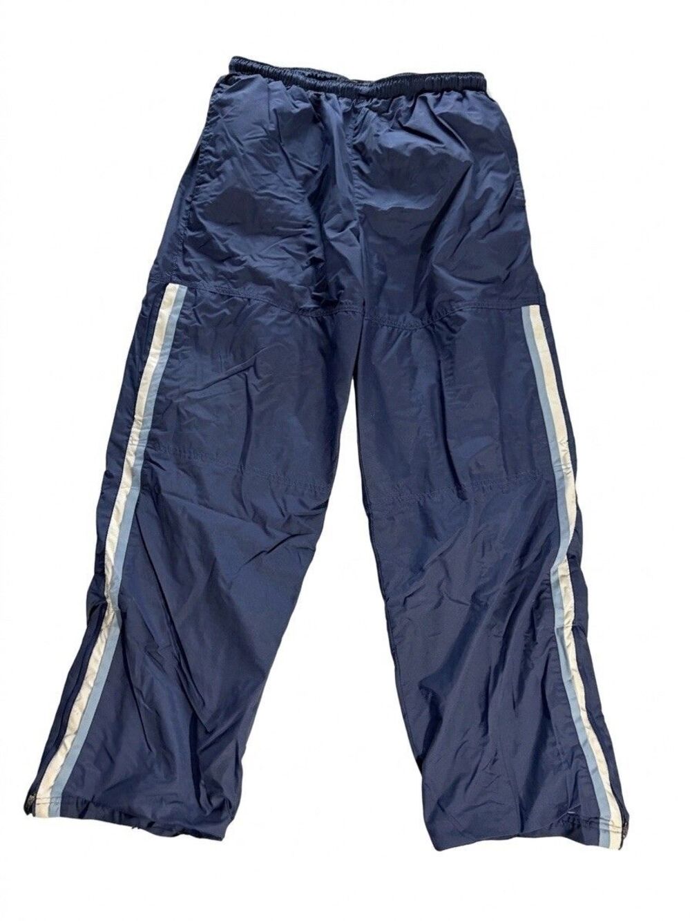 Vintage Nike Track Pants Mens Large Navy Blue Lined Striped Silver Tag Y2K
